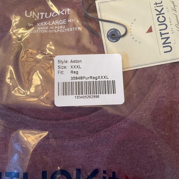 NWT UNTUCKit Men’s Purple Long-Sleeve Aston Crewneck T-Shirt, XXXL - Picture 3 of 4